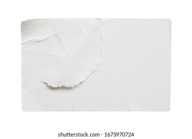 Torn paper sticker label isolated on white background