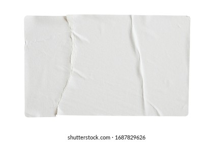 Torn paper sticker label isolated on white background