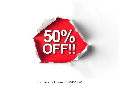 Torn Paper With A Word 50% Off