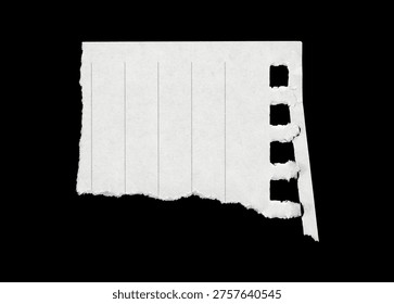 Torn perforated square lined notebook paper fragment on black background - Powered by Shutterstock - Get 15% off with code: PIKWIZARD15