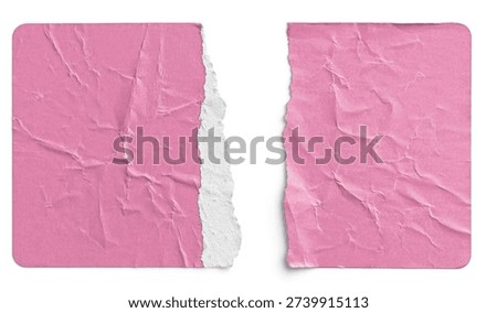 Torn Pink Paper Sticker Split into Two Halves