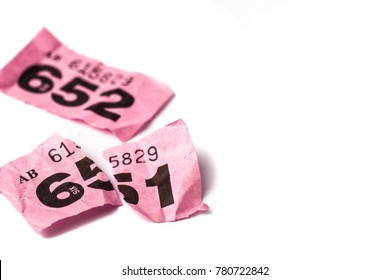 Torn Up Pink Raffle Ticket. Losing Number