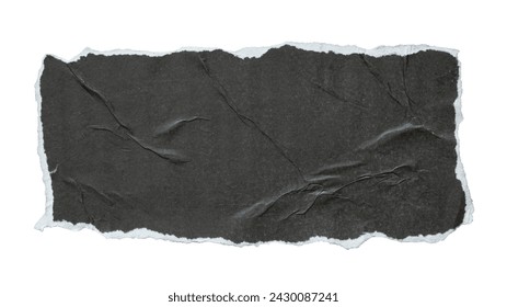 Torn rectangle black paper for using as text box on white background with clipping path