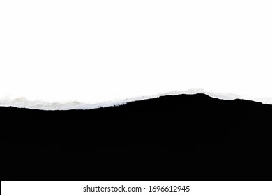 torn and ripped black paper texture with white background