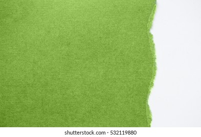 Torn Sheet Of Paper On A White Background  In Colors Of The Year 2017 GREENERY Pantone