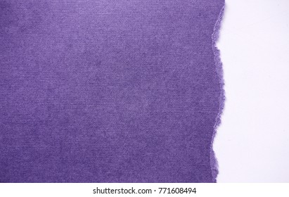 Torn Sheet Of Paper On A White Background In Colors Of The Year 2018 Ultra Violet Pantone