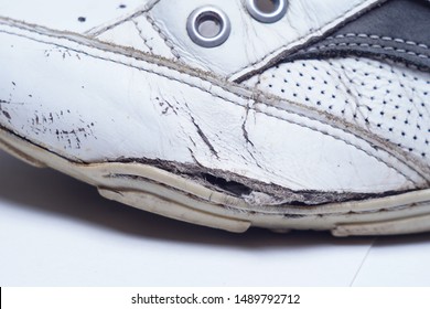 Torn White Leather Sneakers Leather Shoes Stock Photo 1489792712 ...