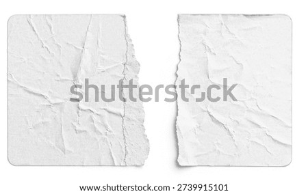 Torn White Paper Sticker Split into Two Halves