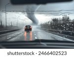 Tornado Crossing Highway Captivating Image of Nature