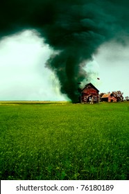 Tornado Destroying A House