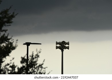 Tornado Siren In Stormy Sky