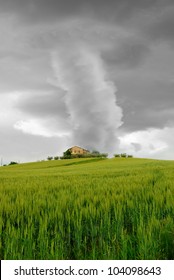 Tornado Surrounds The House On The Hill