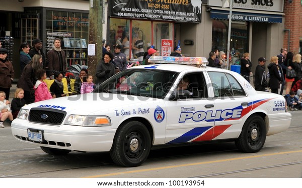 TORONTO - APRIL 8: A police vehicle on April 8,
2012 in Toronto. The Toronto Police is the largest municipal police
service in Canada and second largest police force in Canada after
the RCMP.