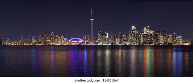 Toronto beautiful night cityscape panorama