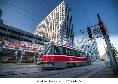 Toronto, Canada - 20 July 2016: Streetcar In Toronto. Toronto Streetcar System Is Operated By Toronto Transit Commission (TTC).