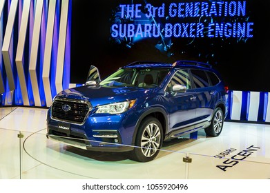 Toronto, Canada - 2018-02-19 : 2019 Subaru Ascent Concept Displayed On The Subaru Corporation Exposition On 2018 Canadian International AutoShow