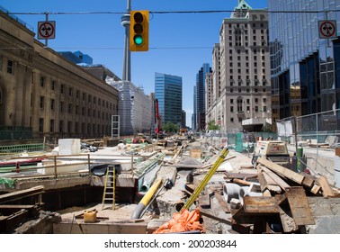 TORONTO, CANADA - 22ND JUNE 2014: View Of The Construction Outside Union Station During The Day