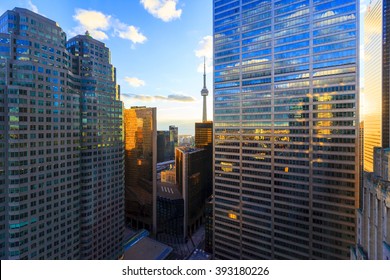 TORONTO CANADA 5.FEB. 2016:Aerial View Of Toronto Downtown Core. Toronto Is The Most Populous City In Canada And The Provincial Capital Of Ontario. (GTA) Which Contains 6.2 Million People.