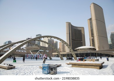 Toronto, Canada - 6 February, 2018: View Of Downtown Toronto During Winter.