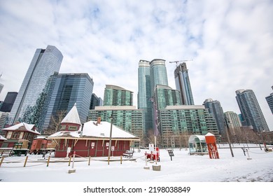 Toronto, Canada - 6 February, 2018: View Of Downtown Toronto During Winter.