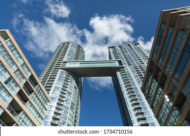 Toronto, Canada - 9 September 2017: Concord Cityplace Parade Skyscraper Bottom View