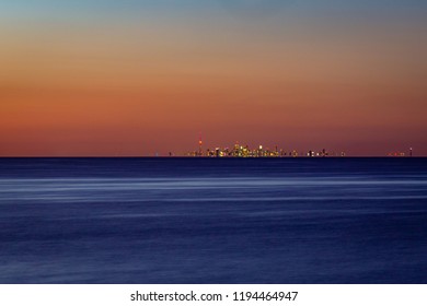 Toronto Canada Across Lake Onterio At 7:50 Pm With The City Lights 15 Sec Exposure