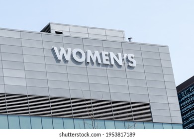 Toronto, Canada- April 10, 2021: Women’s College Hospital (WCH) Sign On The Building In Toronto. WCH Is A Teaching Hospital In Downtown Toronto.