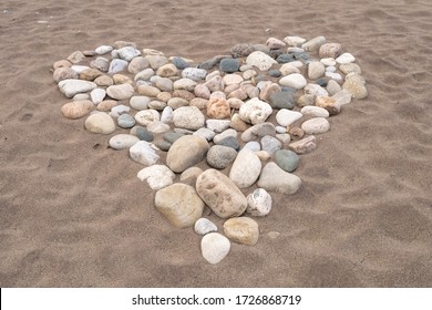 Toronto Canada, April 21, 2020; A Pile Or Rocks On A Beach Placed In A Heart Shape To Thank Front Line Workers During The Covid-19 Pandemic