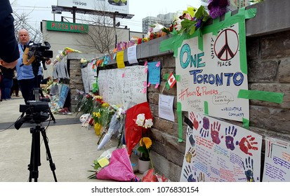 TORONTO, CANADA - APRIL 24, 2018: White Van Victims Memorial On Yonge Street, Toronto.