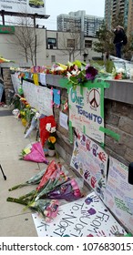 TORONTO, CANADA - APRIL 24, 2018: White Van Victims Memorial On Yonge Street, Toronto.