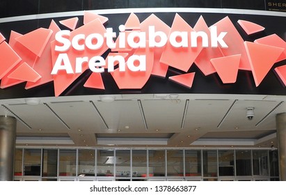 Toronto, Canada - April 7, 2019: Sign Of Scotiabank Arena.