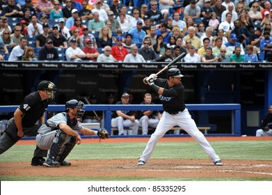 TORONTO, CANADA - AUG 28:  Reigning AL Home Run King Jose Bautista At Bat Against The Tampa Bay Rays August 28, 2011 In Toronto, Ontario, Canada.