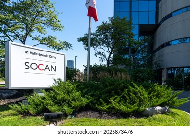 Toronto, Canada - August 14, 2021: SOCAN headquarters in Toronto, Canada. SOCAN (the Society of Composers, Authors and Music Publishers of Canada) is the Canadian copyright collective. 