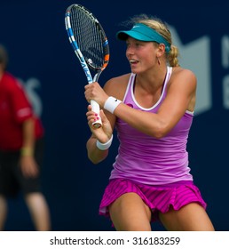 TORONTO, CANADA - AUGUST 8 :  Yanina Wickmayer In Action At The 2015 Rogers Cup WTA Premier Tennis Tournament