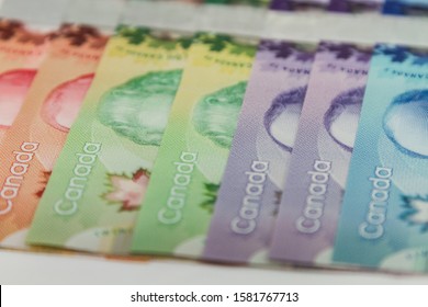 TORONTO CANADA - DEC 6, 2019: Canadian $50, $20, $10 And $5 Dollar Bills Or Banknotes