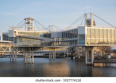 Toronto, Canada - Feb 27, 2021:  Ontario Place Closed Due To Covid 19 Pandemic Outbreak, An Entertainment Venue And Theme Park Located On Three Artificial Landscaped Islands Off-shore In Lake Ontario