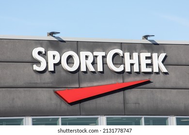 Toronto Canada, February 28, 2022; Brand Identity Sign Over The Entrance To A Canadian Sporting Goods Retail Business Sport Chek