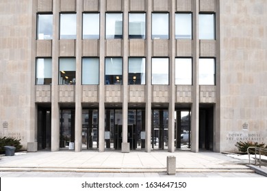 Toronto, Canada, February 3, 2020; The Entrance To The Ontario Superior Court Of Justice Courthouse 361 University Avenue In Toronto