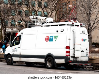 Toronto, Canada, February 3, 2020; A CTV Television Remote Truck In Downtown Toronto