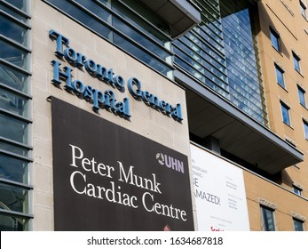 Toronto, Canada, February 3, 2020; Peter Munk Cardiac Centre Signage On Toronto General Hospital On University Avenue In Toronto