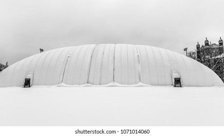 Toronto, Canada, February 4, 2018 - Snowy Sports Dome.