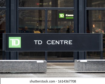 Toronto Canada, January 13, 2020; Toronto Dominion Bank TD Centre Main Office Sign Seen From Bay Street