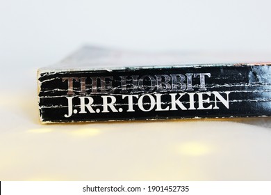 Toronto, Canada - January 24, 2021: Worn Out Paperback Copy Of The Hobbit By J.R.R. Tolkien.