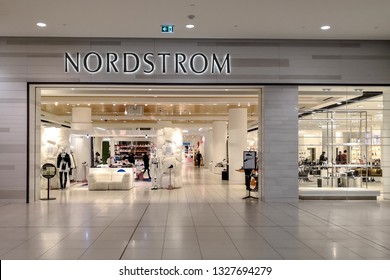 Toronto, Canada - January 4, 2019:  Nordstorm Storefront In The Eaton Centre Shopping Mall In Toronto. Nordstrom Is An American Chain Of Department Stores Founded In 1901.
