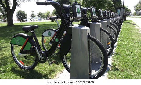 TORONTO CANADA - JULY 18 2019: Bike Share Toronto Kiosk In Toronto