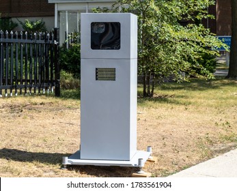 Toronto Canada, July 25, 2020; A Photo Radar Speed Camera To Enforce Speed Limit In A School Zone In Toronto Canada