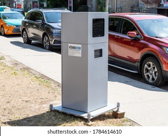 Toronto Canada, July 25, 2020; A Photo Radar Speed Camera Part Of The Vision Zero Police Campaign To Enforce Speed Limit In A School Zone In Toronto Canada