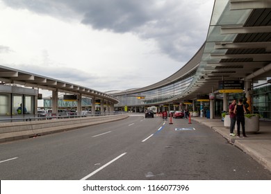 Toronto, Canada- July 29, 2018: Exterior view of Toronto Pearson Airport in Toronto, Canada. Pearson is the largest and busiest airport in Canada.