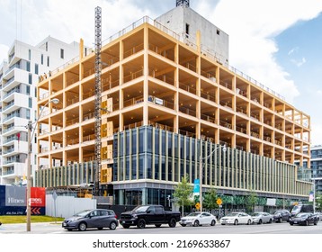 Toronto, Canada, June 16, 2022; A Mass Timber Construction Multi Story Green, Sustainable Residential High Rise Apartment Building Construction Project On Toronto's Waterfront