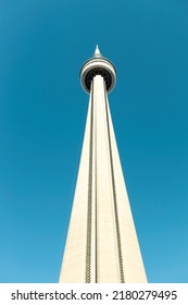 TORONTO, CANADA - June 2022: CN Tower View From Toronto Downtown, Ontario, Canada